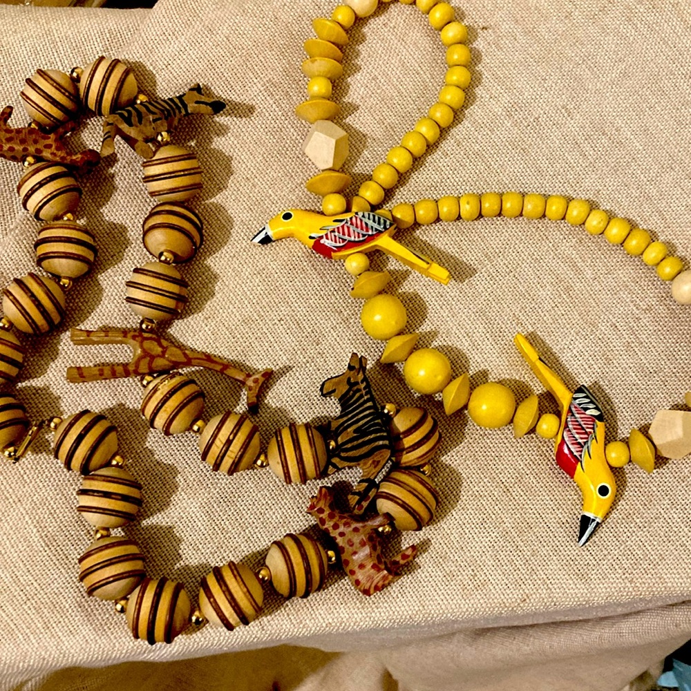 Set of carved bead necklaces